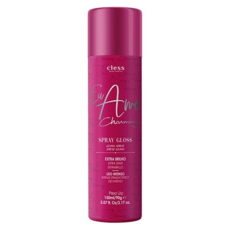 Spray Gloss Eu Amo Charming Cless Extra Brilho 150ml – Finalizador Capilar com Efeito Liso Intenso