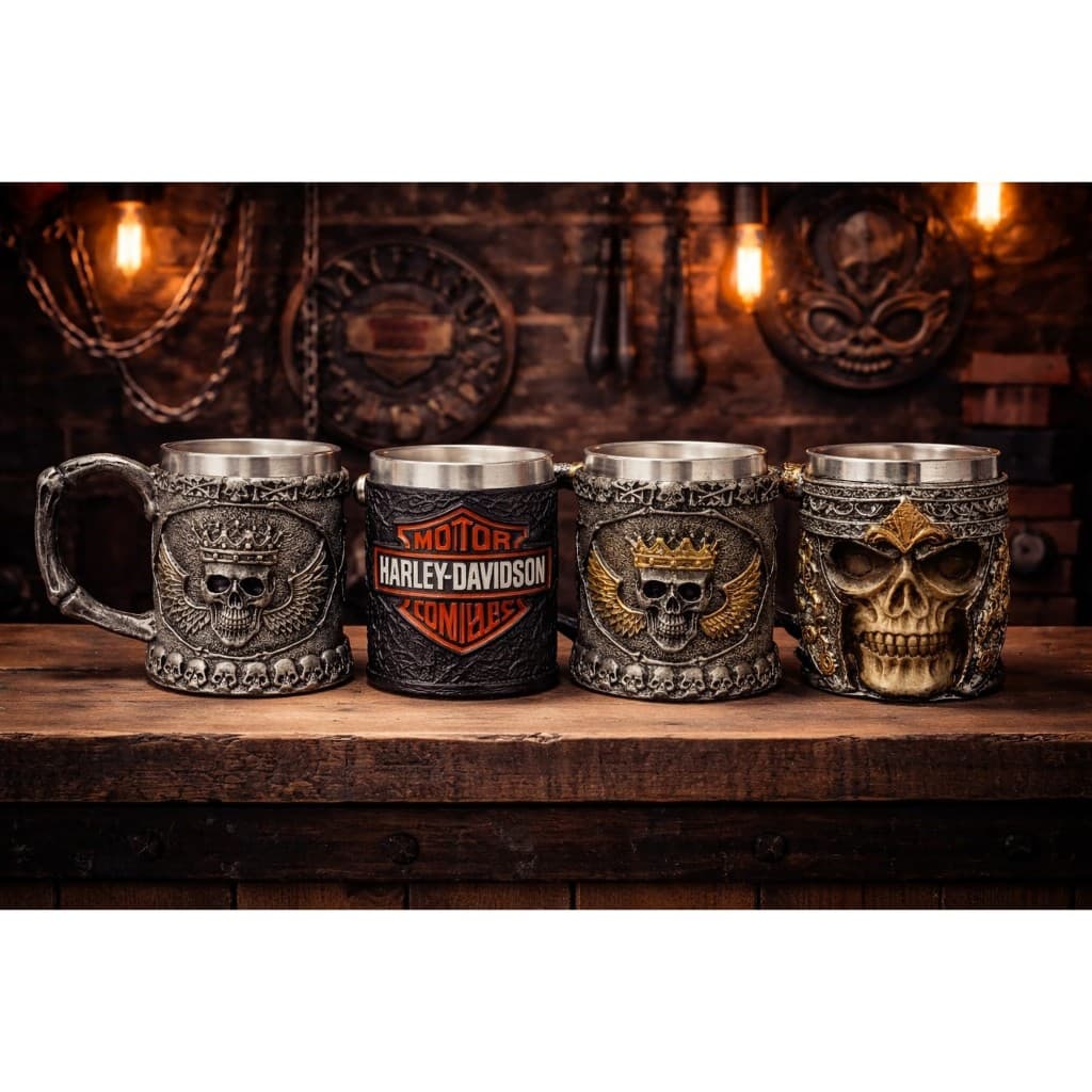 Caneca Caveira Decorativa Masculina Inox