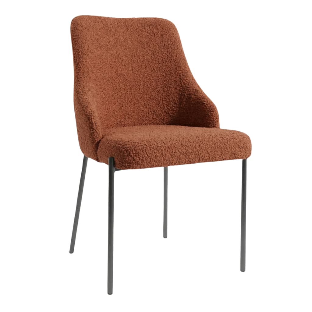 Cadeira Para sala de jantar moderna recepção base metálica tecido boucle