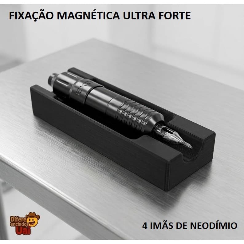 Suporte Máquina Tatuagem Horizontal Magnético 4 Ímãs Neodímio Bancada Tattoo Pen Rotativa ABS Metal