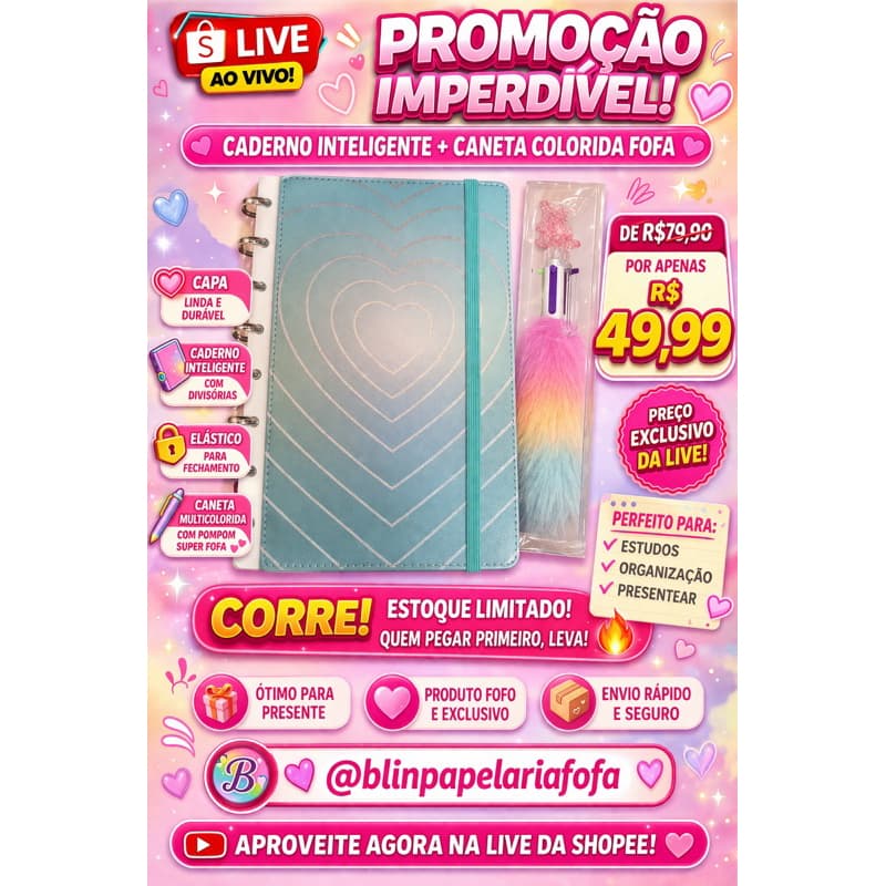👉 “Gente, olha esse kit por 49,99 😱💖 só na live!”