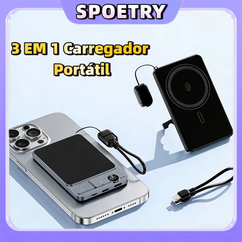 3 EM 1 Carregador Portátil 10000mAh 22.5W Super carregamento rápido Para Iphone Indução Magsafe Suporte dobrável