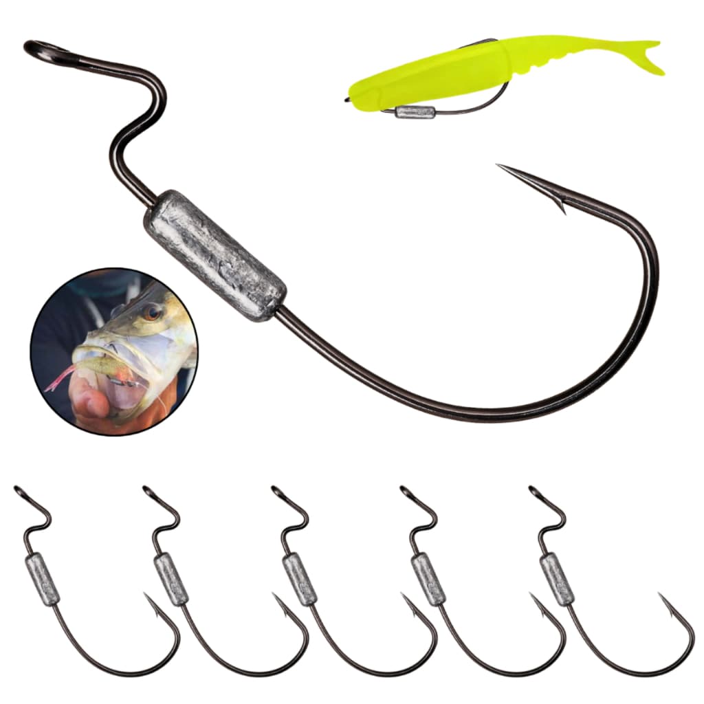 Anzol Offset Lastreado Kit 10un Ewg Robalo Isca Artificial Soft Pesca Esportiva Super Resistente
