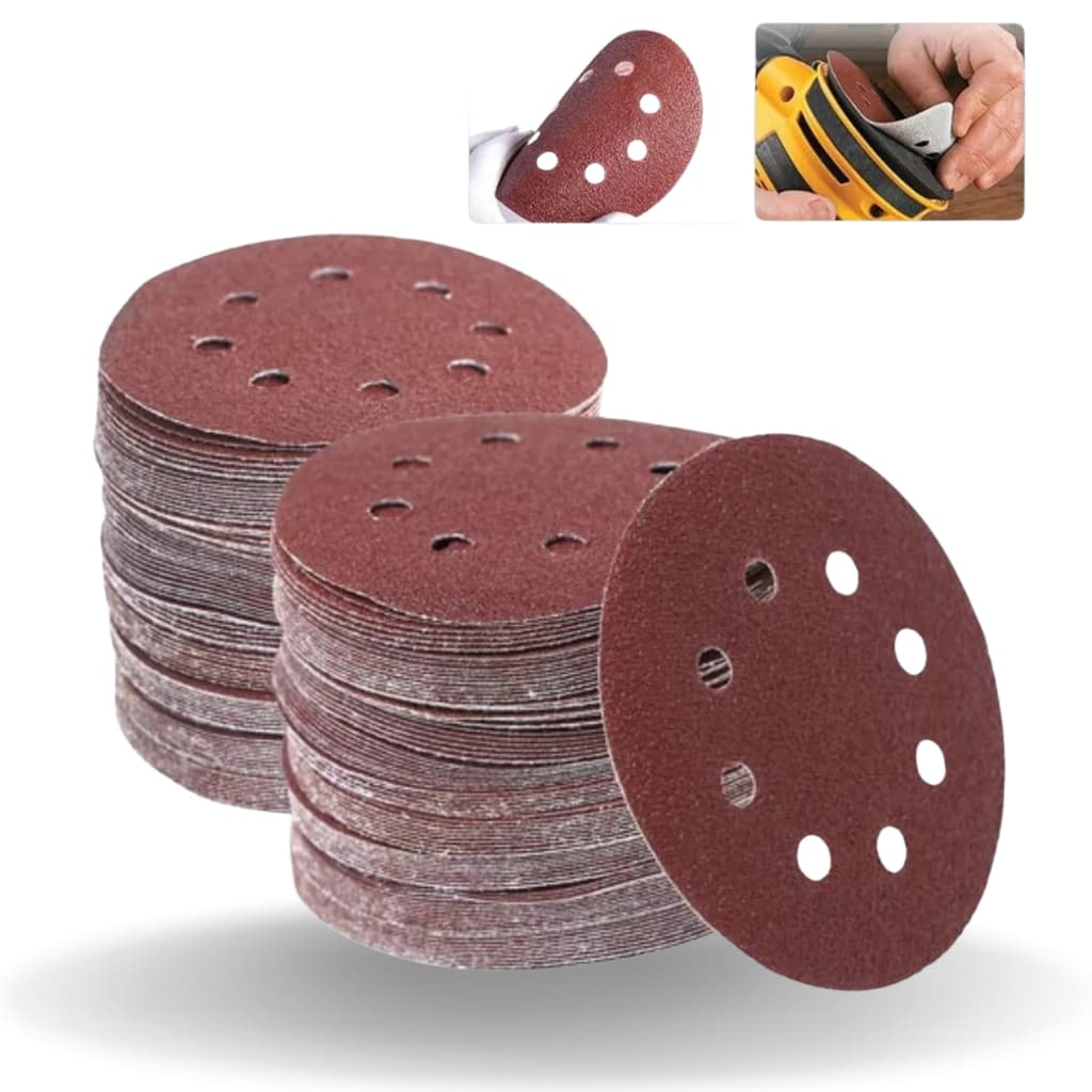 Kit 50 Discos Lixa Velcro 115mm e 125mm Mix Grãos 24 60 80 180 Alta Performance