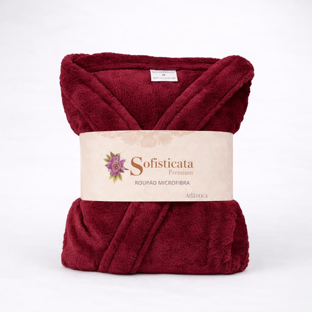 Roupão Microfibra Feminino Toque Macio Manga 3/4 180g/m²