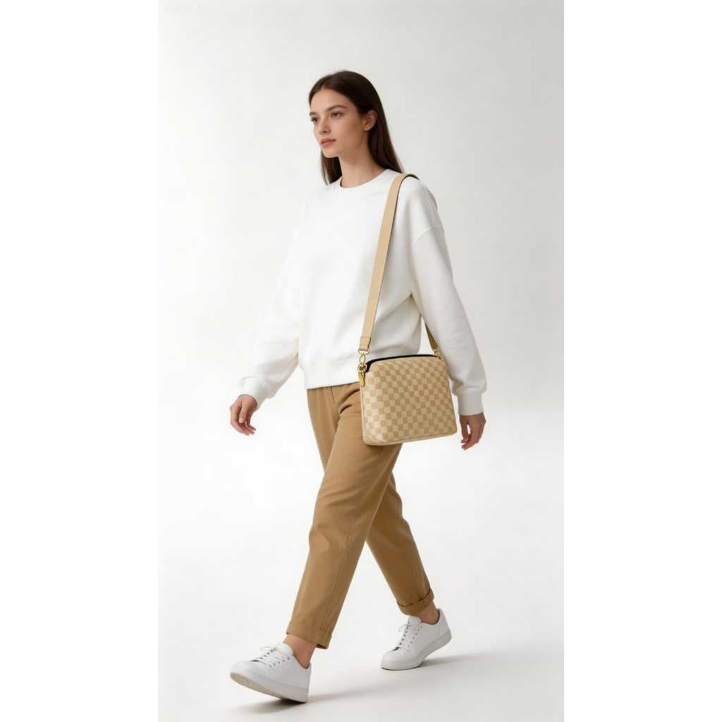 bolsa feminina transversal estilosa xadrez
