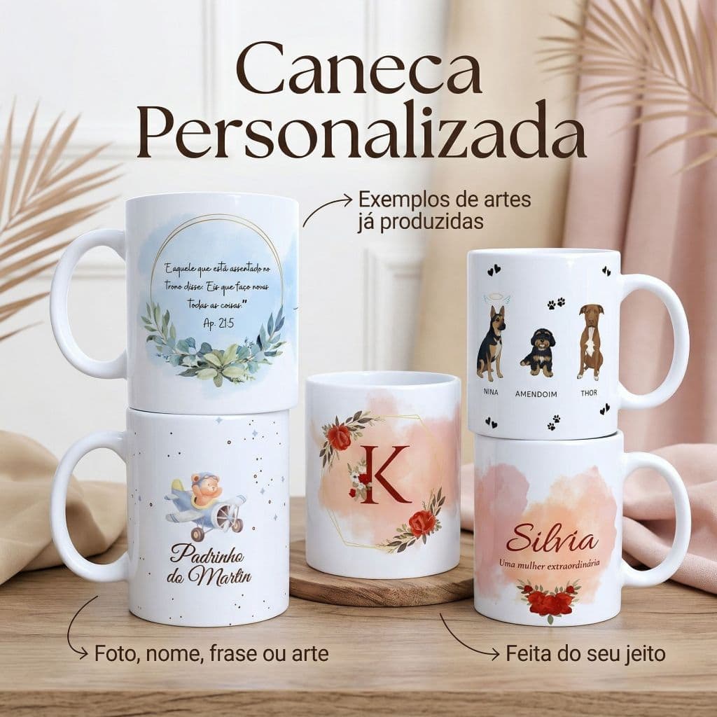 Kit Caneca Personalizada ENVIE SUA ARTE Caneca com Logo Caneca Porcelana Caneca Presente Caneca Premium 325ml