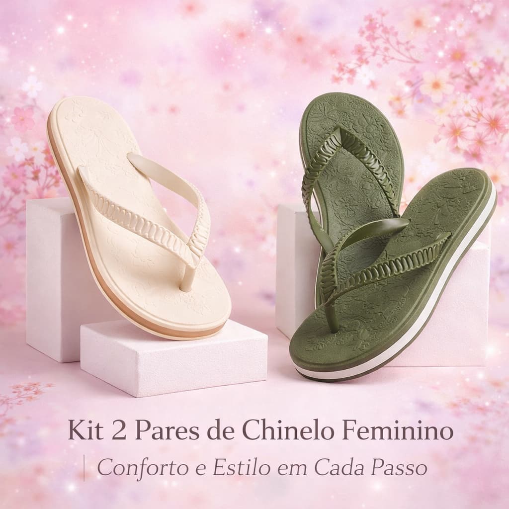Kit 2 Pares Sandália Chinelo Feminina Confortável Dia a Dia Estilo Promoção