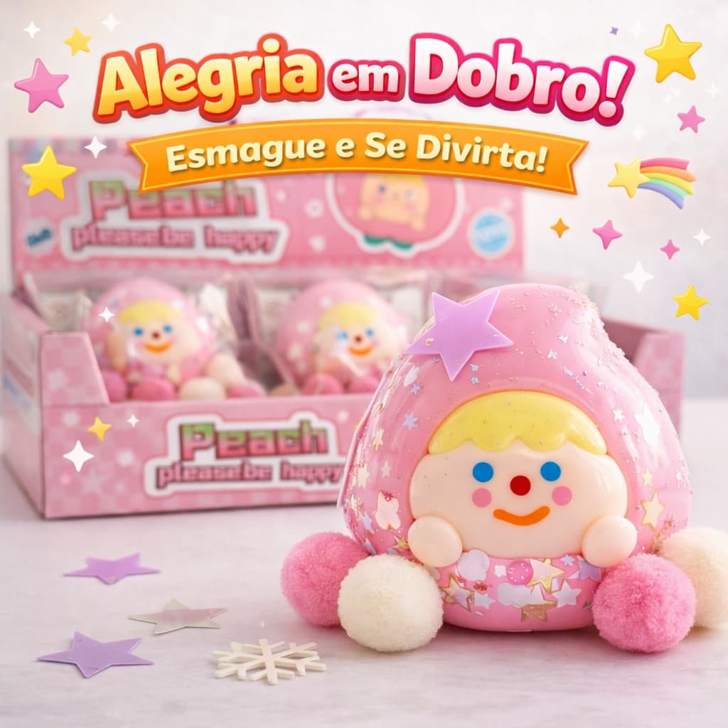 Taba Squishy Pessego Fofo Kawaii Brinquedo de Apertar Anti Estresse Peach Relaxante de Beliscar