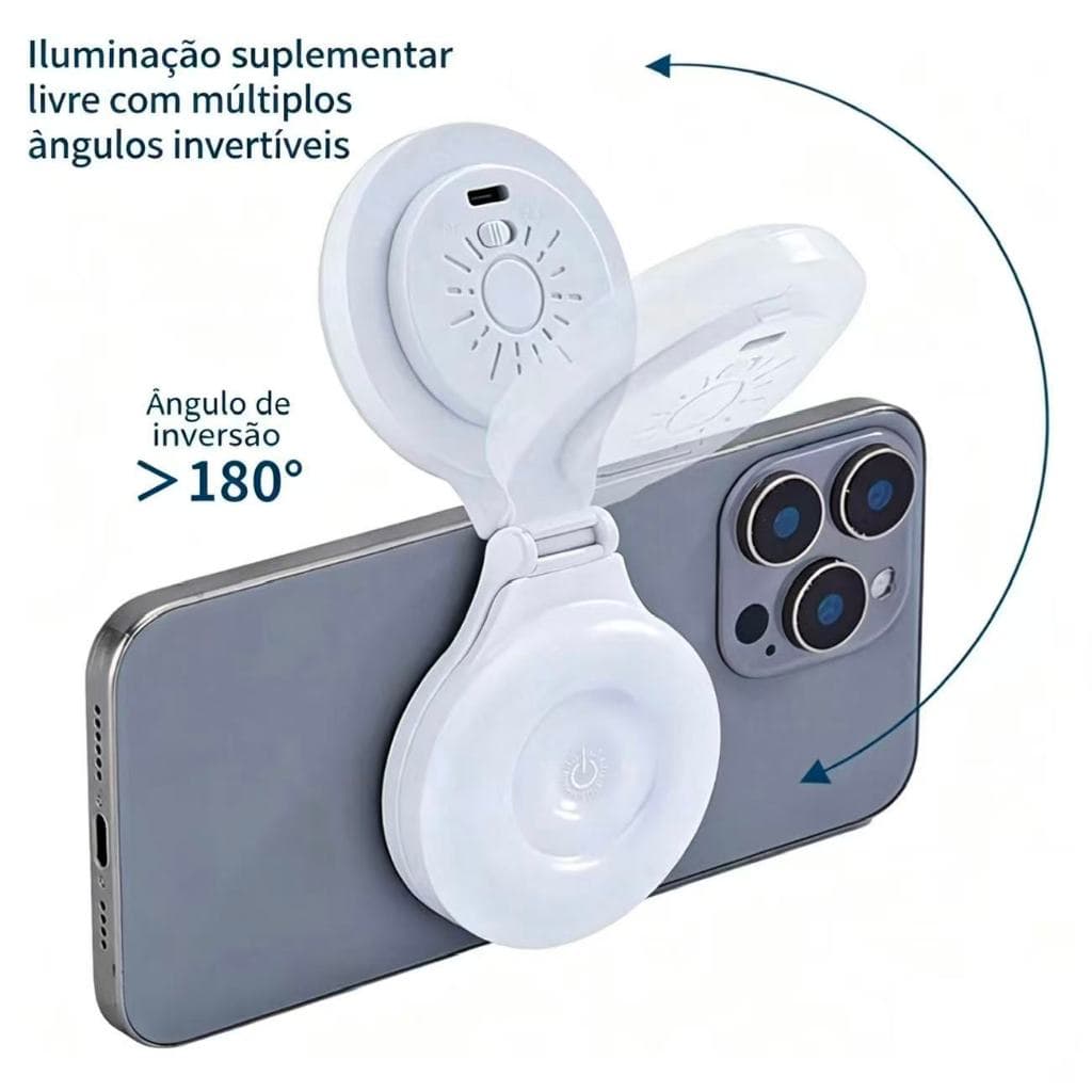 Luz de Preenchimento LED Magnética Selfie Suporte de Celular