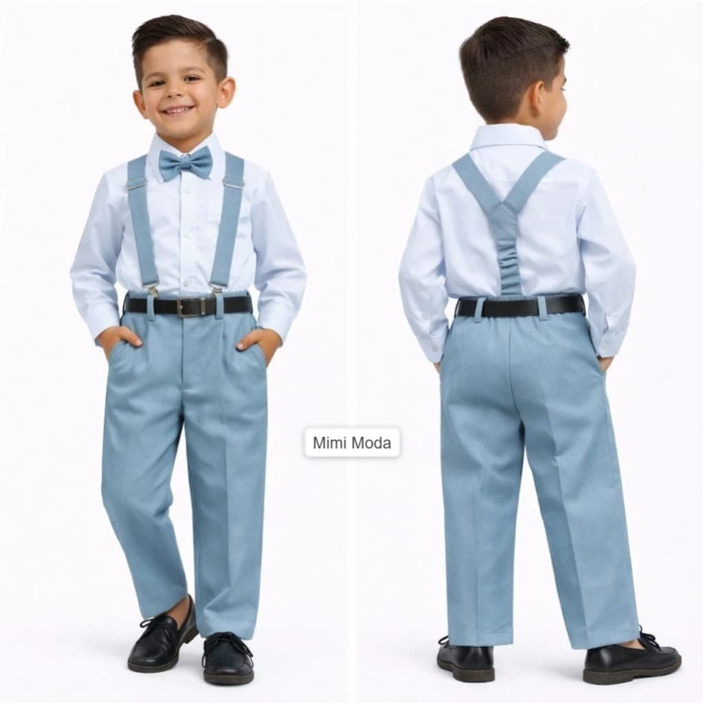 Conjunto Masculino Infantil Social Suspensorio Azul Serenity Completo Formatura Casamento Pagem