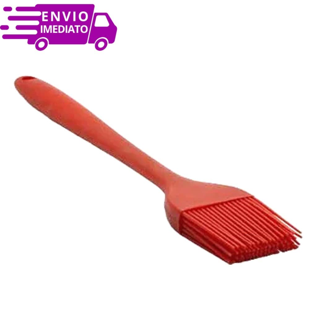 Pincel de Silicone Culinário Pincelar Untar Óleo Manteiga Confeitaria Vermelho Unidade 26 cm