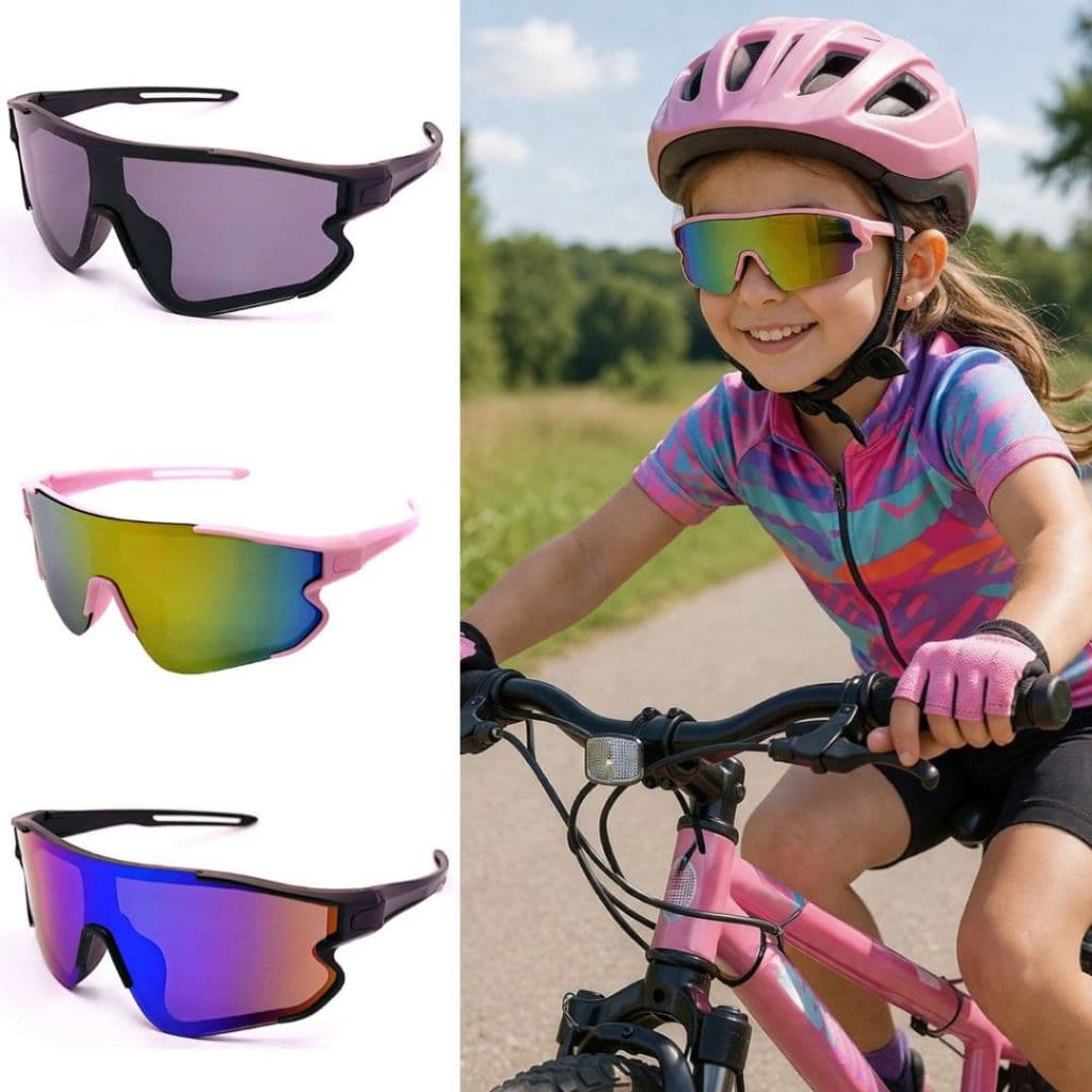 Óculos De Sol De Ciclismo Infantil Proteção UV Meninos Meninas Esportivos Ao Ar Livre Equitação De Ar