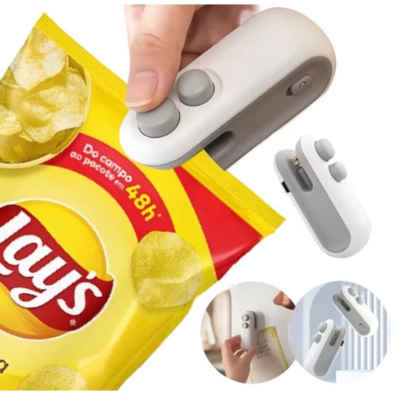 Mini Máquina Seladora Portátil  2 Em 1 Saco Plástico Embalagem Carregamento Usb Elétrica