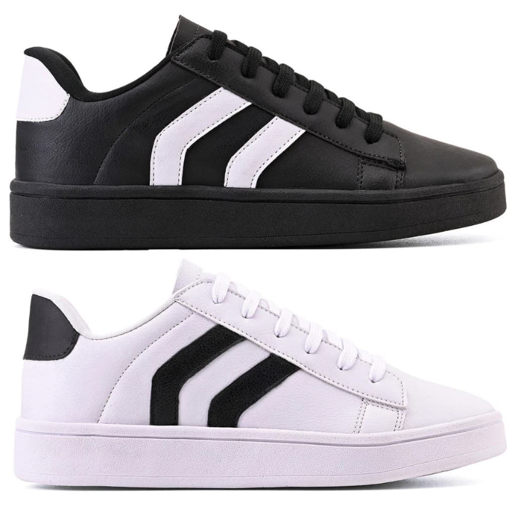 Kit 2 Pares Tênis Feminino Casual Dia a Dia Confortável Tendência Blogueira Sola Reta