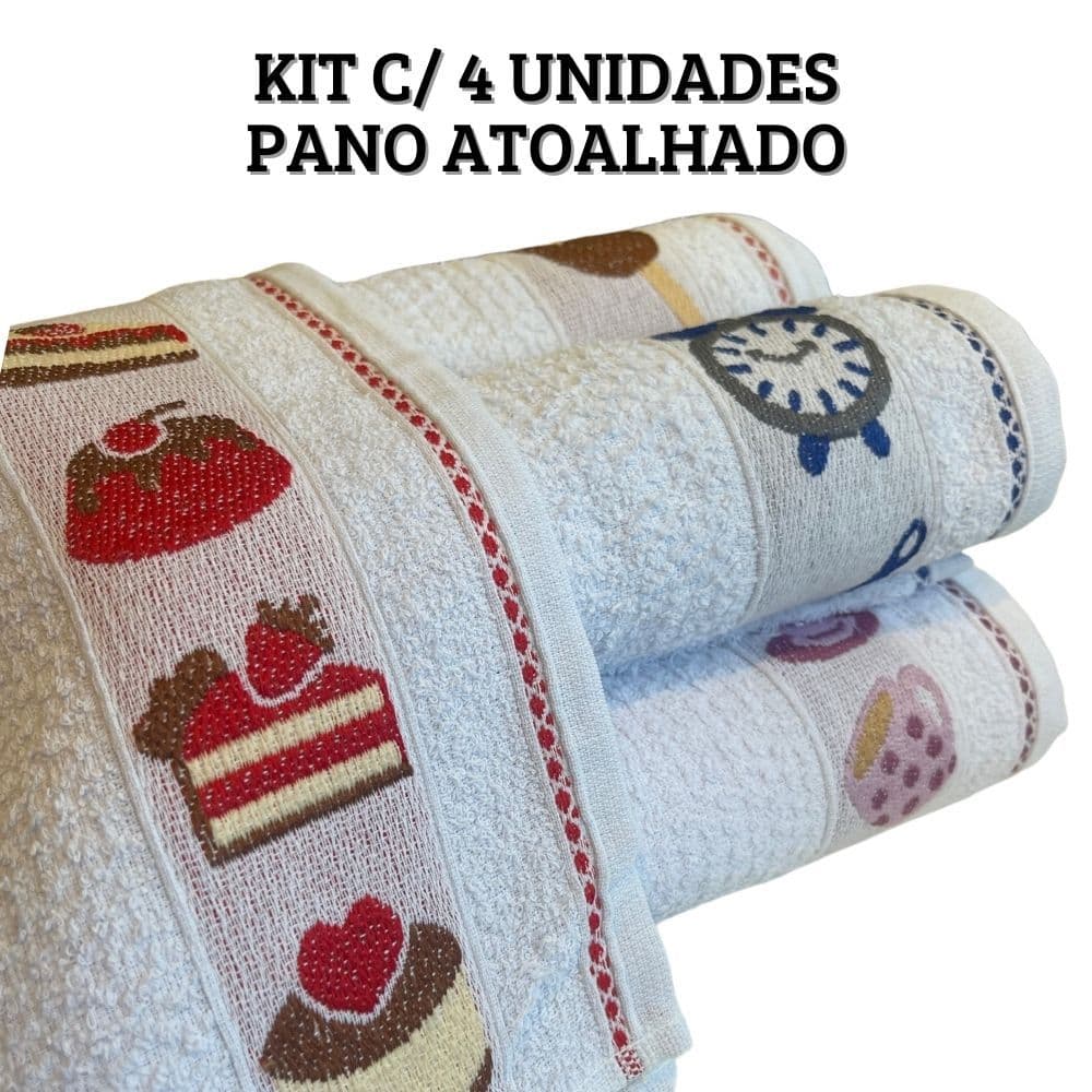 Pano de Prato Jaquard 45x75 Atoalhado Toalha Copa Kit 4 unidades