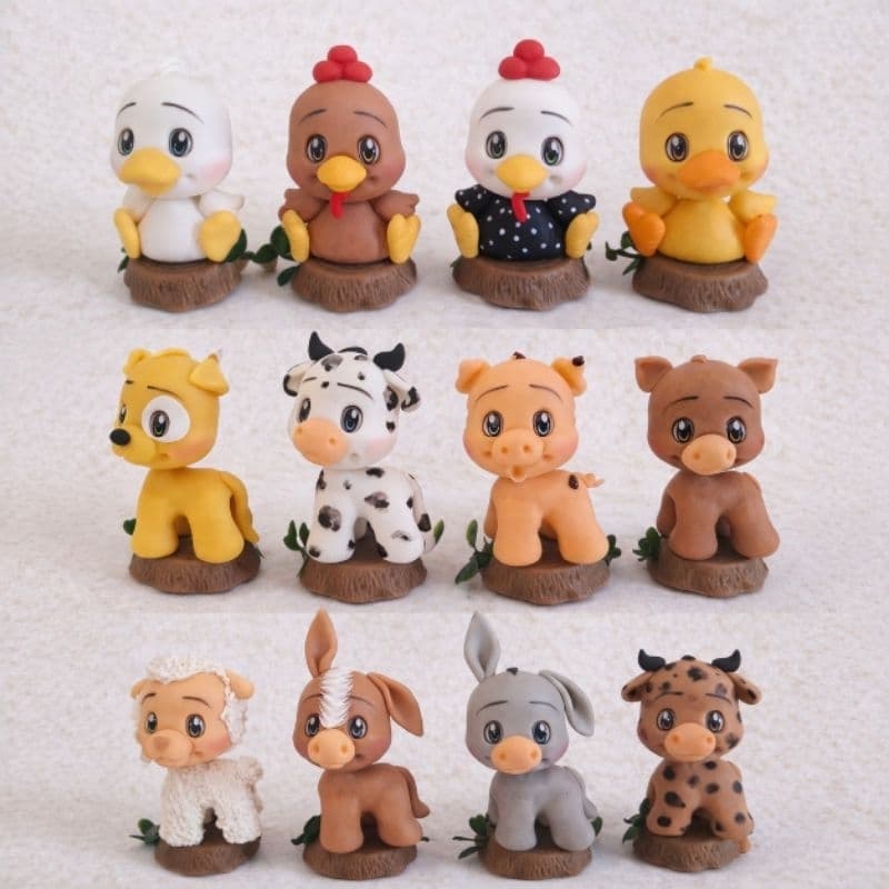 2/3/4/5 Apliques Lembrancinha Fazendinha em Biscuit Para Festa infantil personalizado