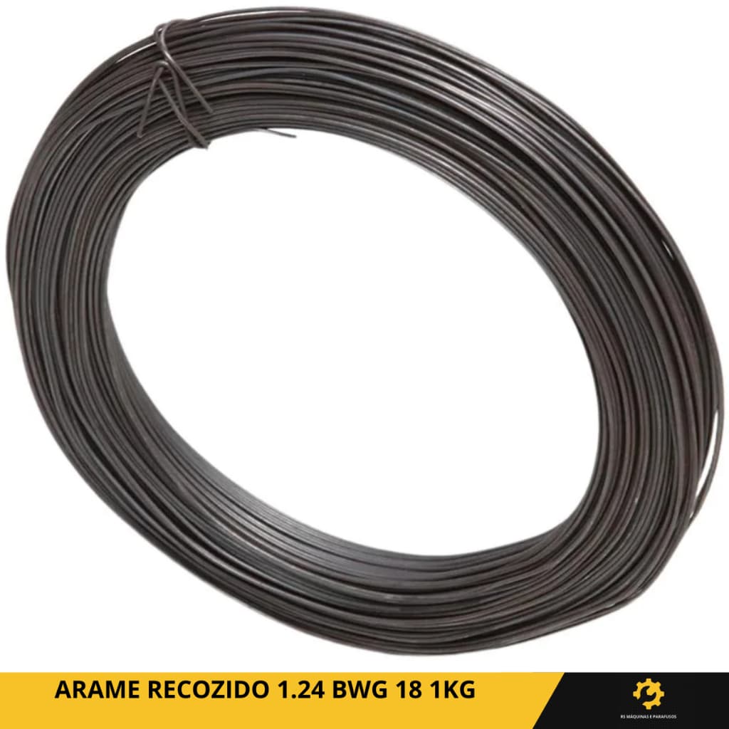 Arame Recozido BWG 18 1,24mm 1kg Alta Resistência Maleável Construção Amarração Aço Forte