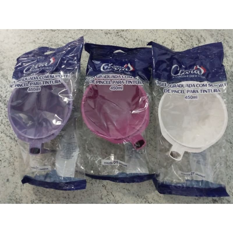 KIT COM 3 TIJELAS PARA TINTURA GRADUADAS 450ML CADA, "SANTA CLARA"