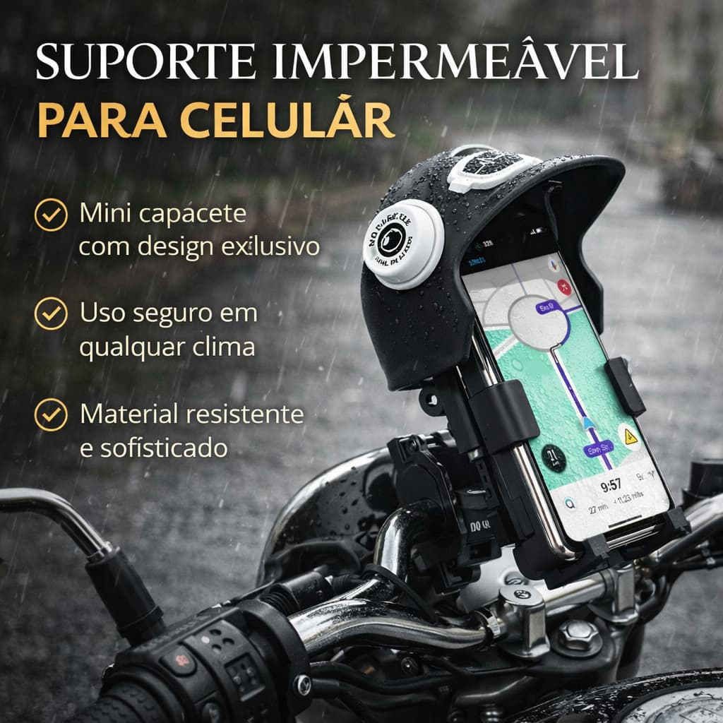 Suporte de Celular A Prova D'Água Para Moto e Bike Com Proteção Tipo Capacete Rotação 360°