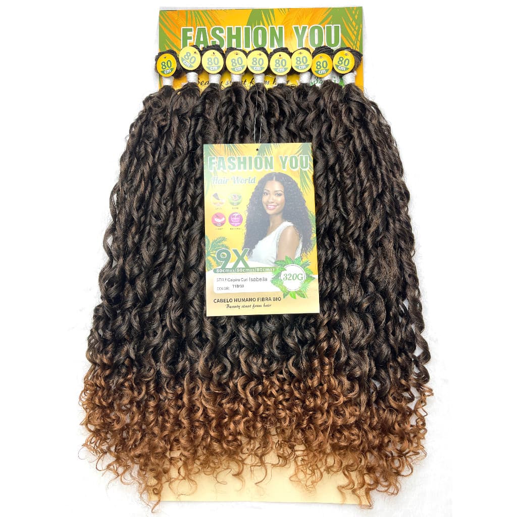 Fashion You Cabelo Cacheado Bio Fibra Orgânico Similar Humano 320g 80cm sem brilho Isabella Caipira
