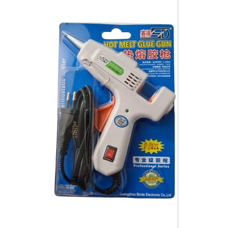 Pistola de Cola Quente Botão Liga e Desliga Bivolt Para Cola Fina 7mm Chinesinha Branca