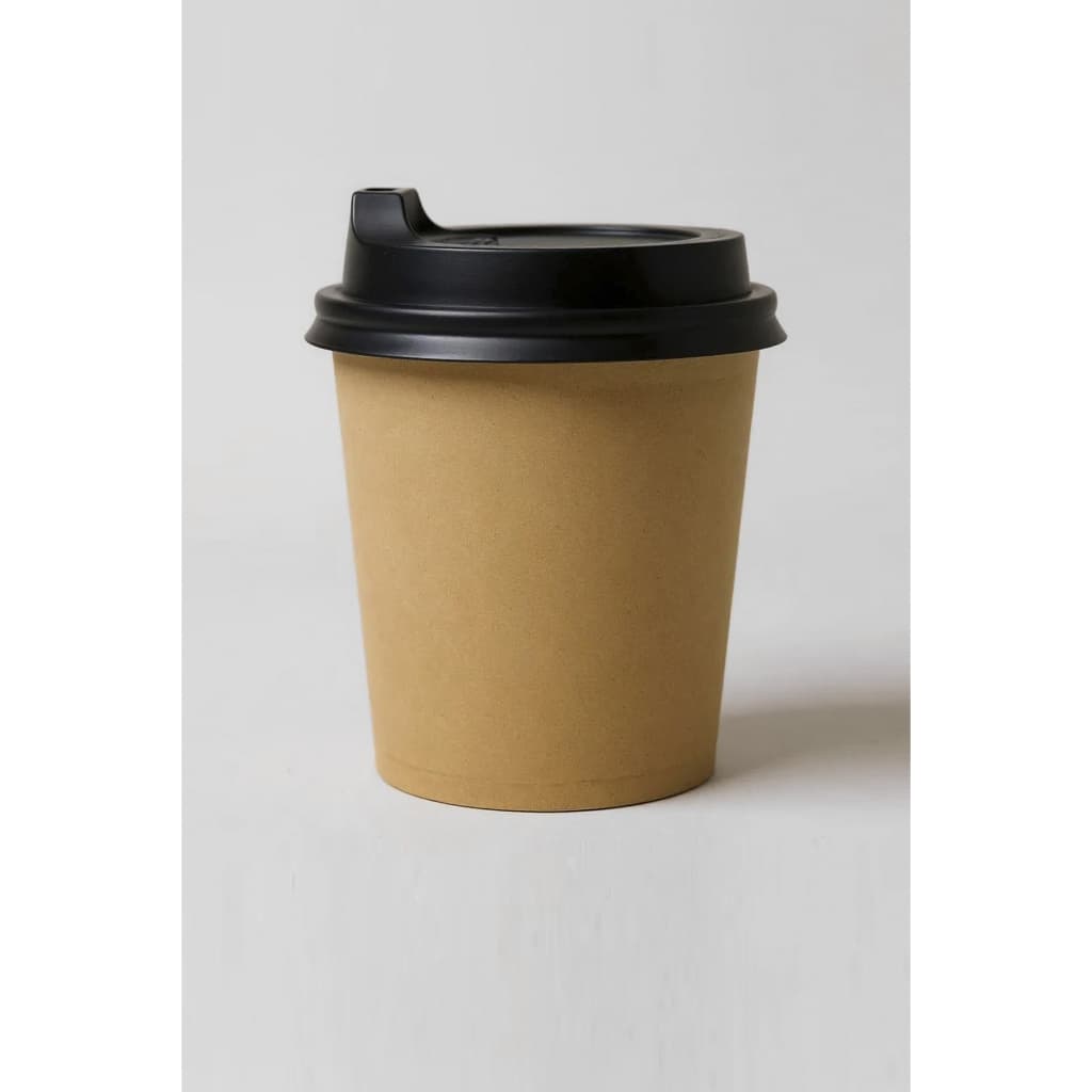 Kit 100 Copos De Papel 200ml Com Tampa Bucks Café - Hlm