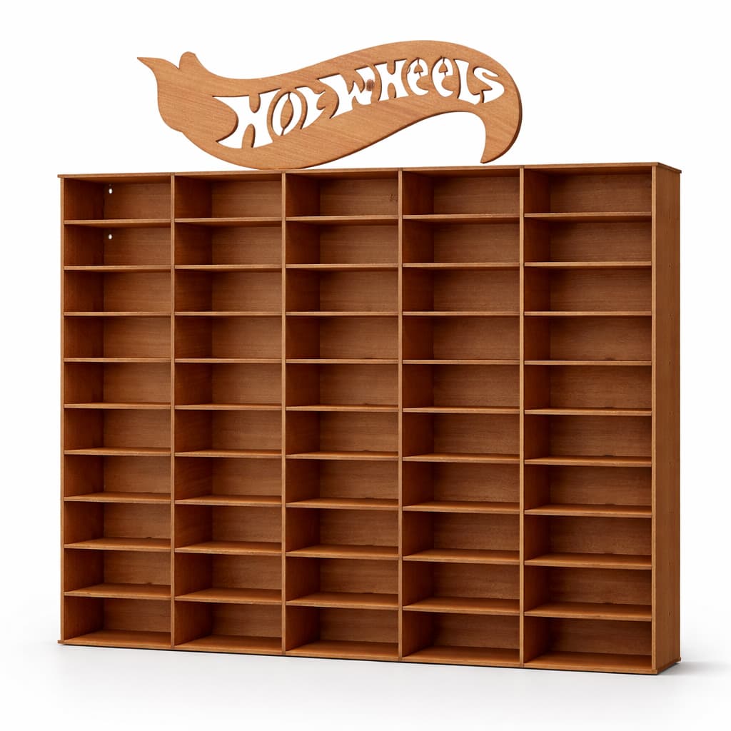 Organizador de Carrinhos HotWheels Porta 50 Carrinhos em Madeira MDF Suporte de parede Expositor