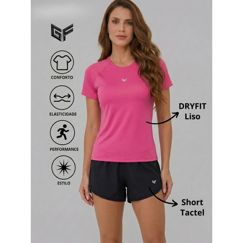 Conjunto para Academia Feminino: Camiseta DRYFIT + Short TACTEL Fitness Academia - Conjunto Feminino Academia 2026