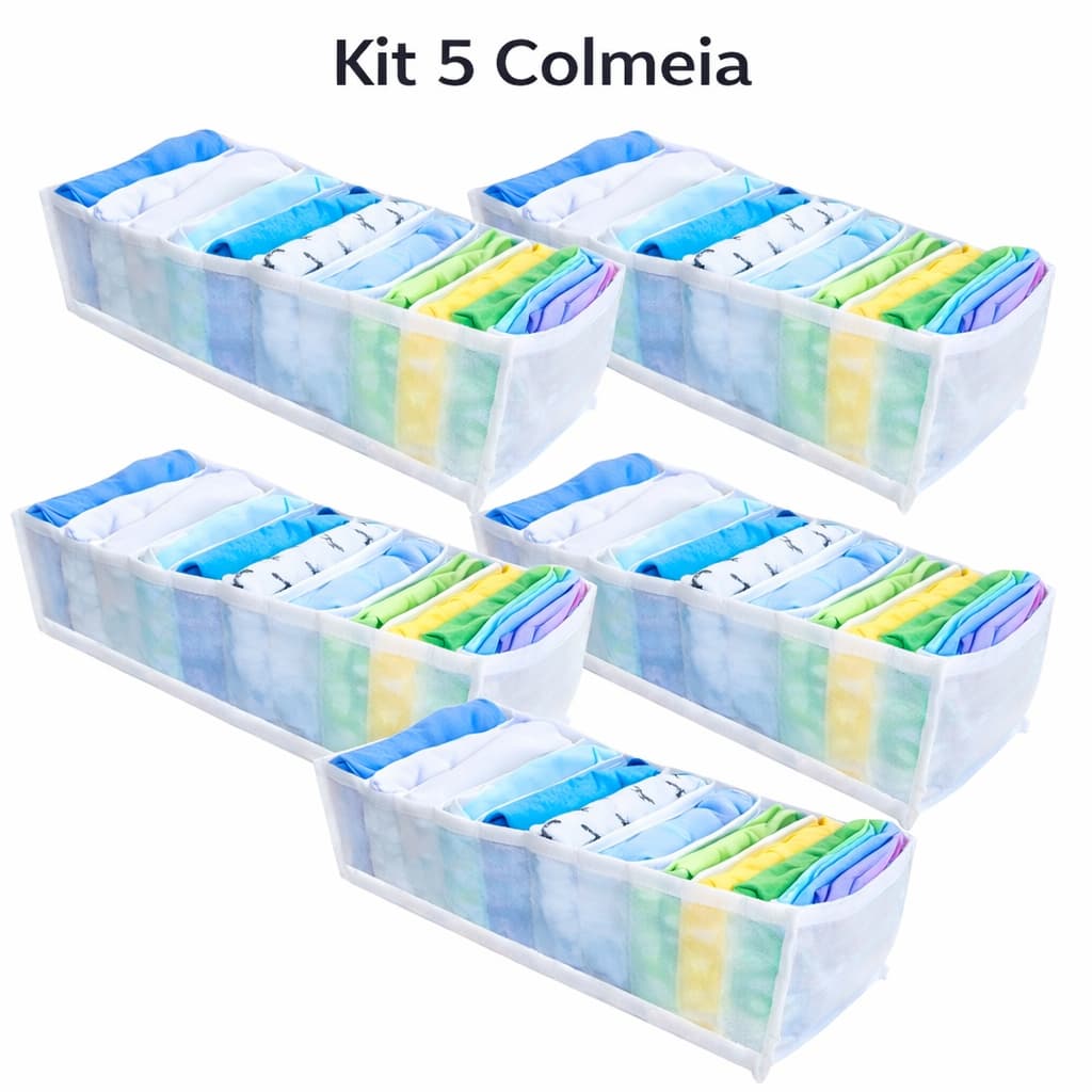 Kit 5 Colmeia organizadora de gavetas calcinha/cuecas/meias P, M G Organizalux