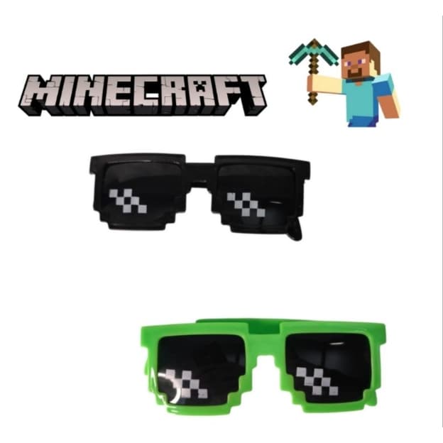 Óculos Minecraft Preto Verde Jogos Video Game Menino Infantil Criança Festa Diversão
