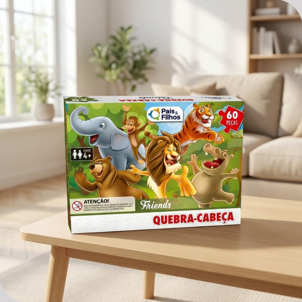 Quebra Cabeça Infantil Animais Bichos Floresta 60 Peças