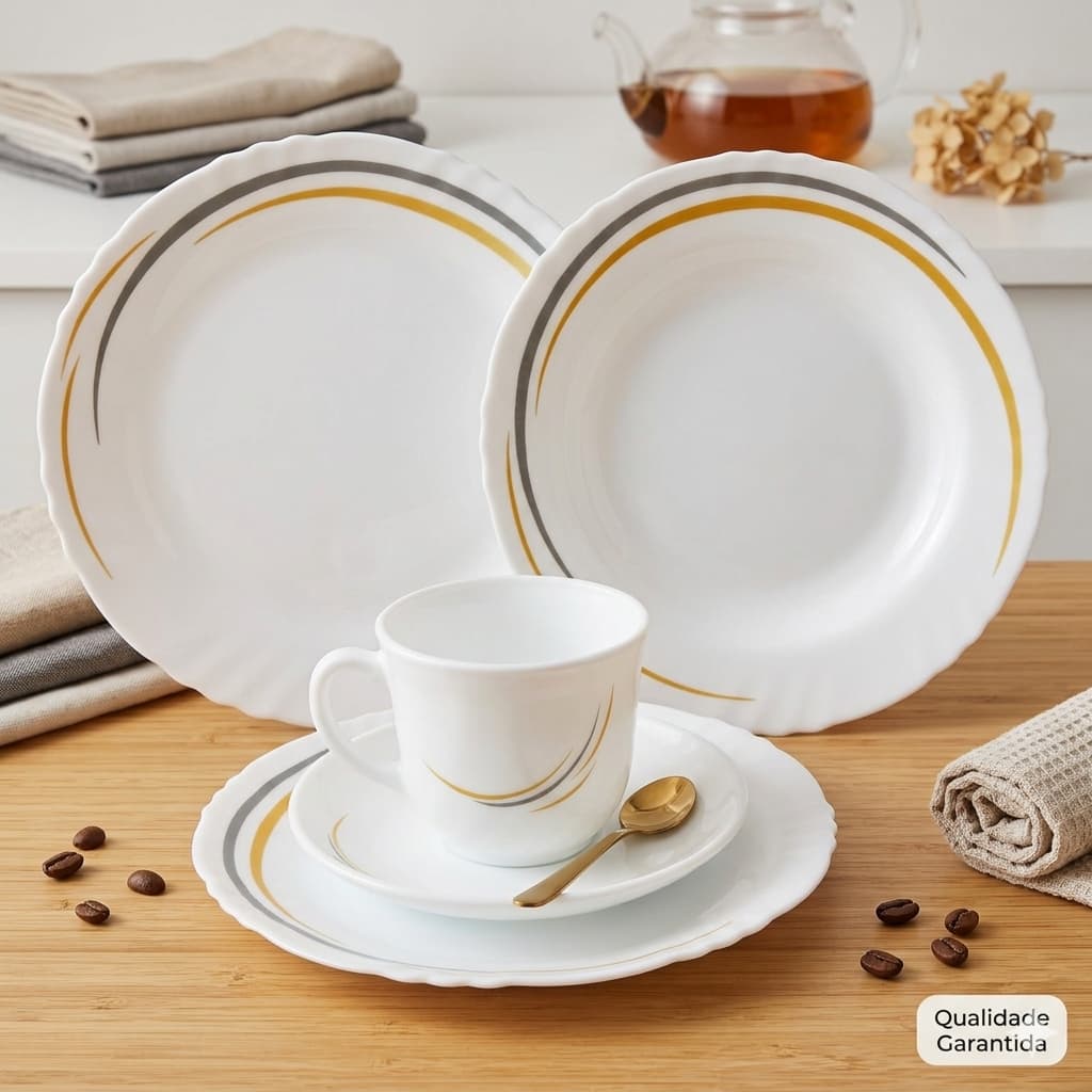 APARELHO JANTAR 20 PEÇAS Opalware ESTAMPADA PREMIUM PRATO fundo raso sobremesa XICARA pires