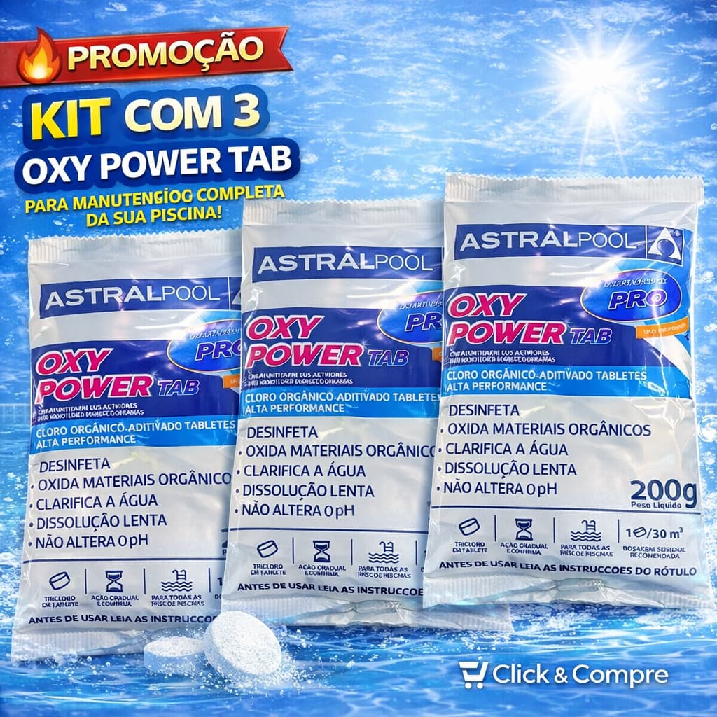KIT 3 UNIDADES OXY POWER TAB ASTRALPOOL 200g