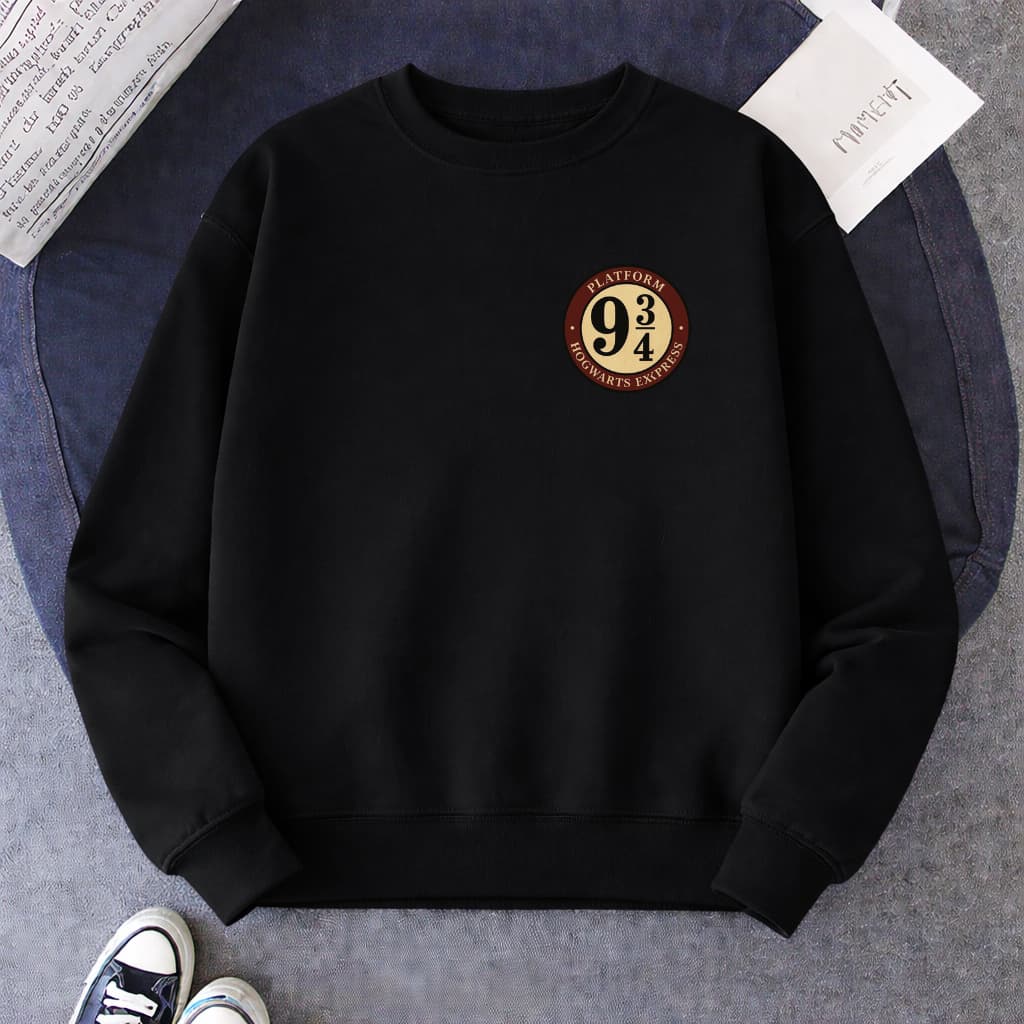Moletom sem Capuz Feminino Flanelado Estampa Inspiração Harry Magia Bruxo Casaco Inverno 100% Algodão Gola Redonda