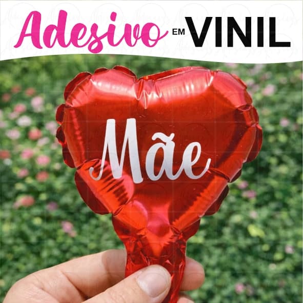 Adesivo em Vinil “Mãe” 5x3 cm | Para Balão, Lembrancinha e Decoração Dia das Mães