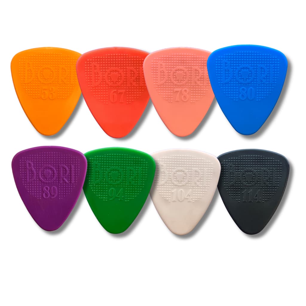 Palhetas Bori STD Nylon – Todas Espessuras 0.53 a 1.14mm p/ Violão Guitarra Cavaco – 8 Unidades