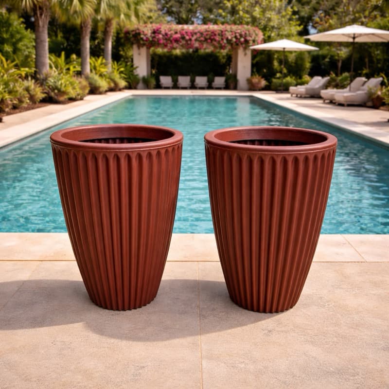 Kit 2 Vasos de Polietileno Coluna Romana N2 Luxo para Plantas Varandas Jardins Decorativo