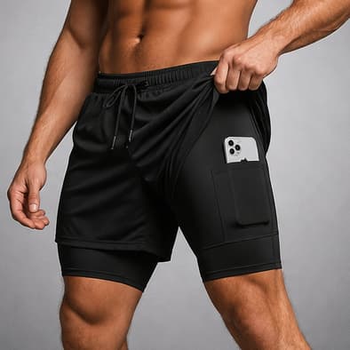 Short Calção Bermuda Dry 2 em 1 Com Elastano Academia Masculino Treino Sport Fitness