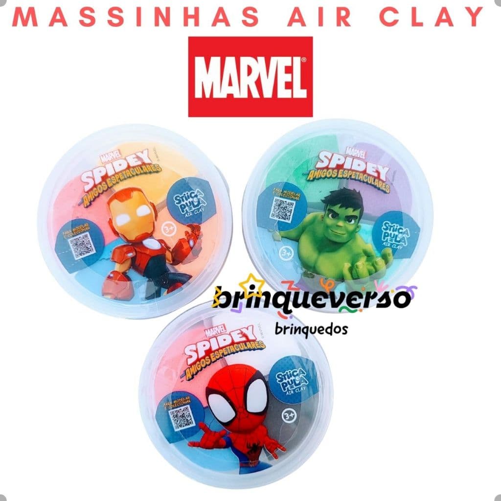Massinha de eva Stiica e Pula Air Clay Heróis Marvel Lembrancinha Festa Infantil  Presente criativo.
