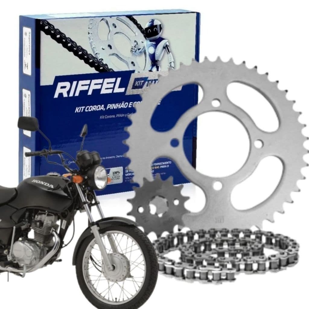 Kit Relacao Tracao Transmissao Cg 125 Titan Fan Cargo 2000 à 2008 Sem Retentor Original Riffel