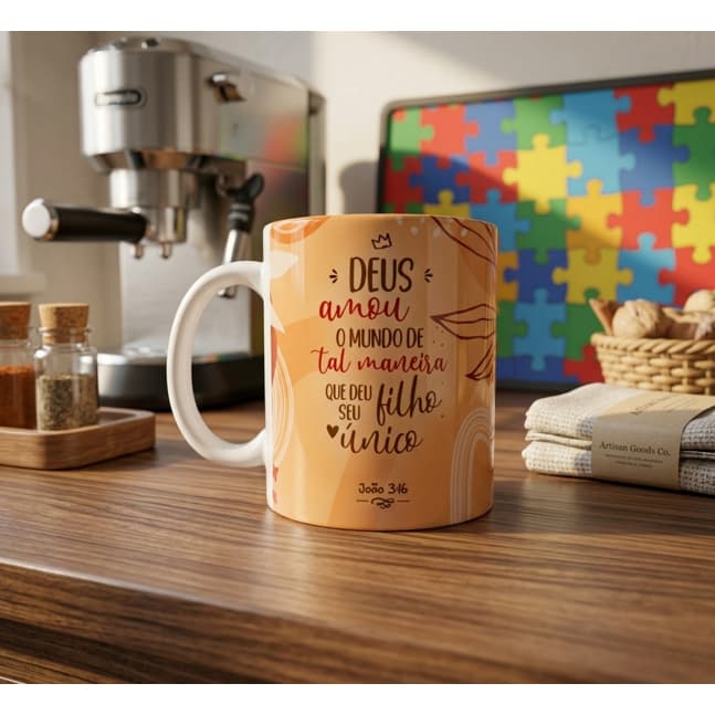Caneca Cristã Deus amou o mundo de tal maneira que deu seu filho único João 3:16 Jesus Cristo
