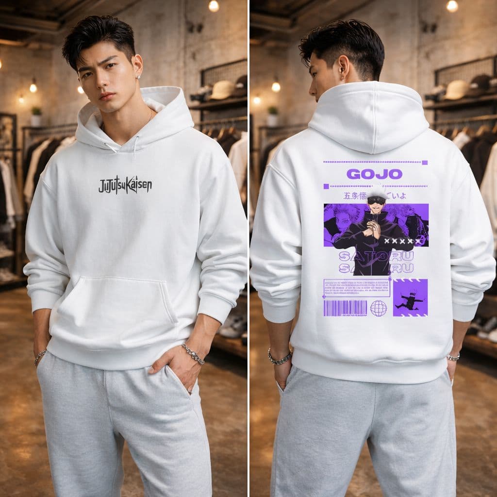 Moletom Anime Jujutsu Kaisen Satoru Gojo Streetwear 100% Algodão Premium Confortáve Envio rapido