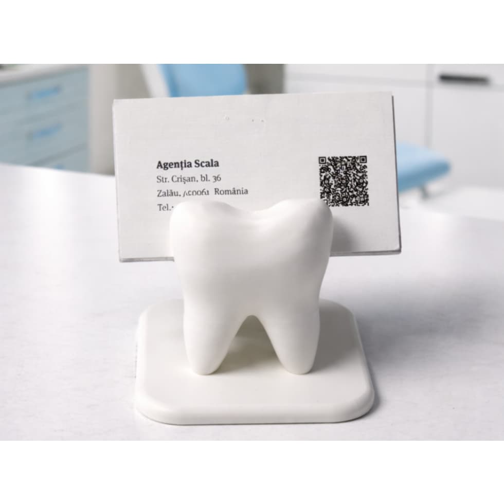 Suporte Cartão de Visita Dentista Formato Dente Porta Cartões Consultório 3D