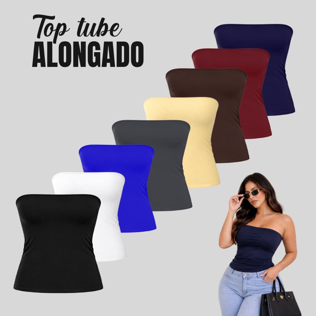 Blusa top tube ALONGADO P ao 52  tubinho suplex (NÃO É CROPPED) dupla camada na frente modelagem acinturada plus size