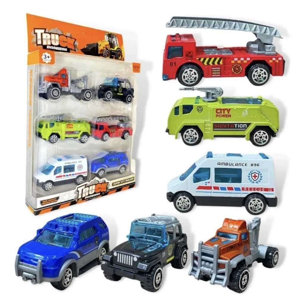 Kit Carrinhos De Ferro Coleção C/6 Carro Miniatura Brinquedo
