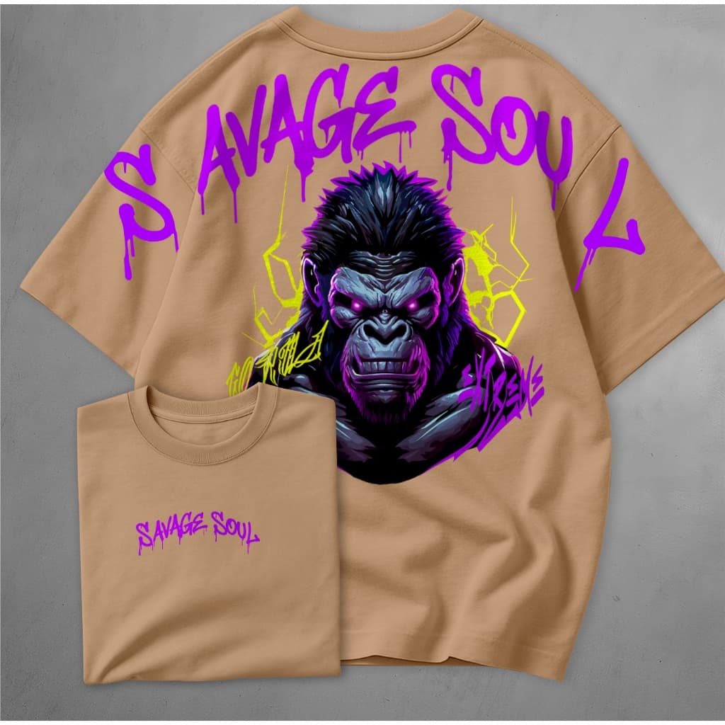 Camiseta Oversized Gorilla Savage Soul FLOW TRAP Streetwear Premium