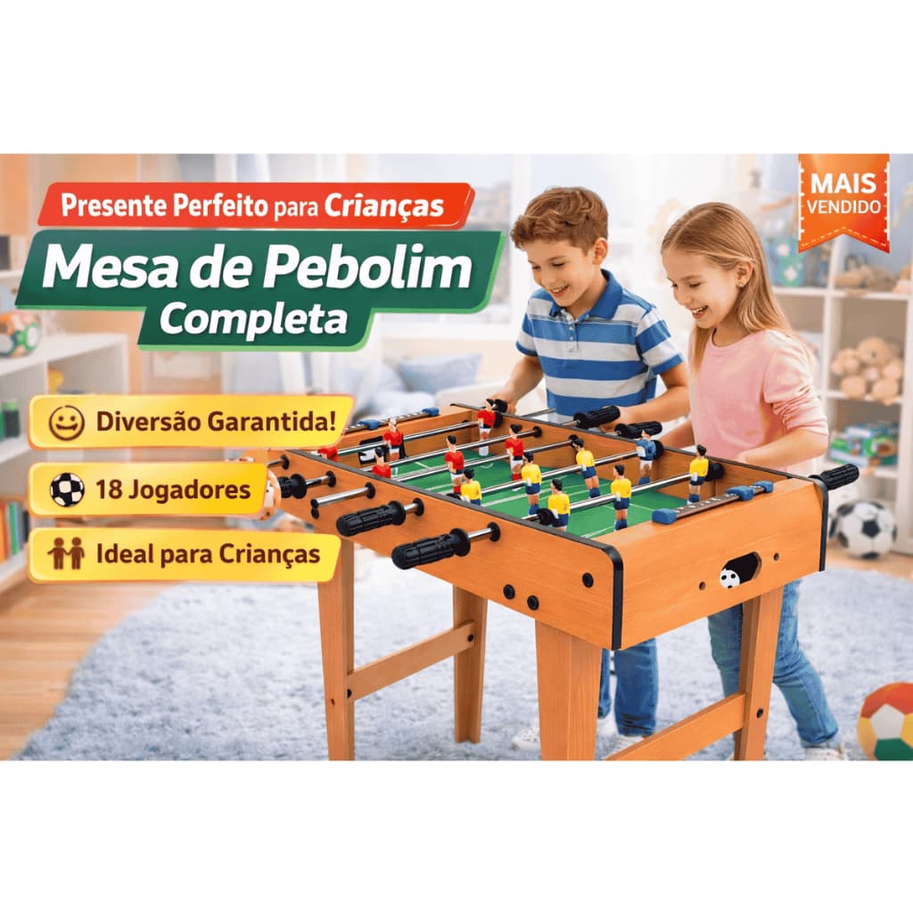 Mini Mesa Pebolim Infantil Totó Pebolim com Pés Madeira Alto Marcador e Bolinhas Divertido brinquedo