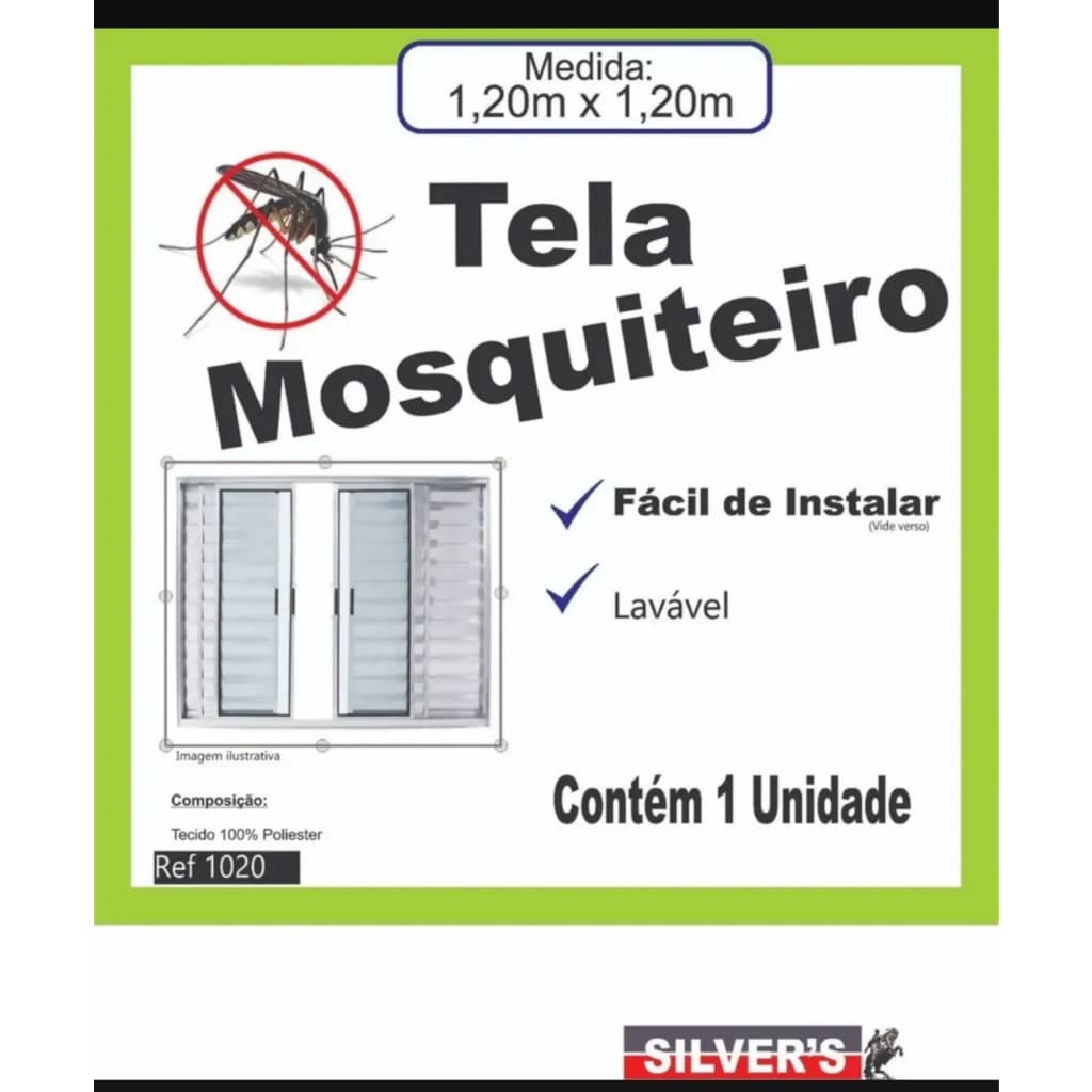 Tela Mosquiteiro para Janelas 1,20mX1,20m velcro Lavável