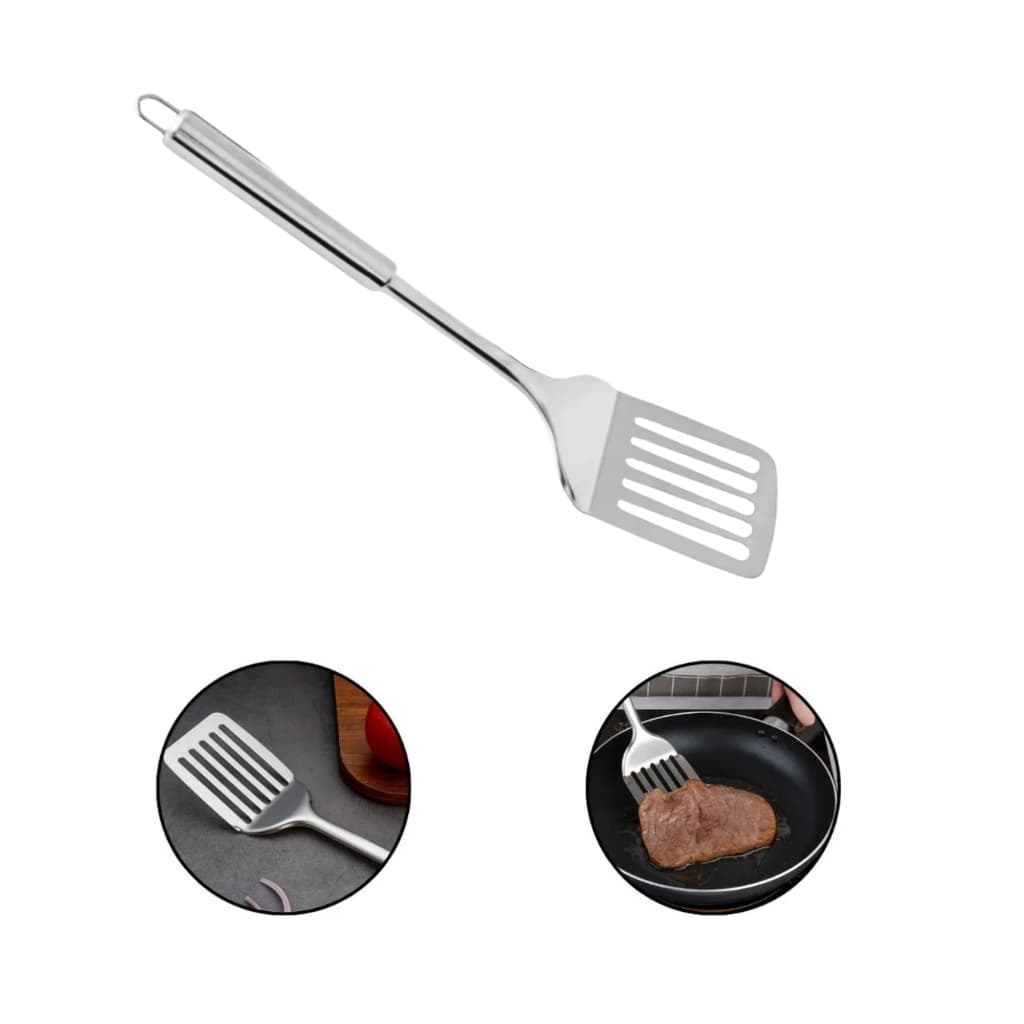 Espátula Vazada em Aço Inox 35 cm com Alça para Pendurar